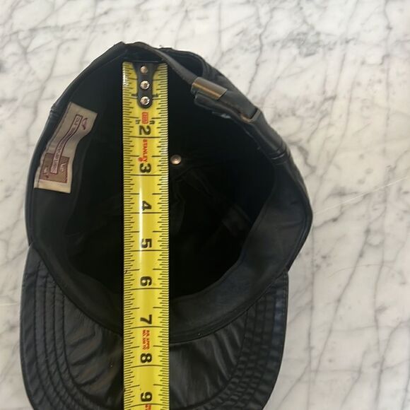 90’s Hip-Hop GENUINE LEATHER HAT CAP BLACK ONE SIZE FITS MOST - Picture 7 of 8